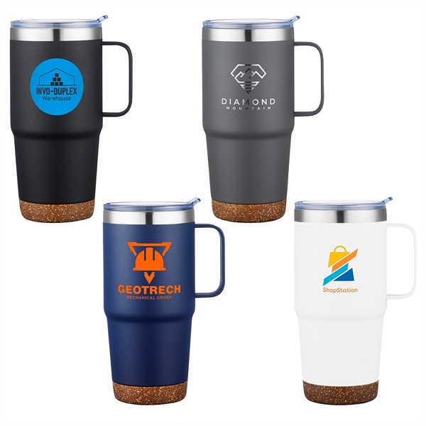 24 oz Vacuum Insulated Travel Mug with Cork Base... from ASI 36730 Ariel Premium Supply Inc