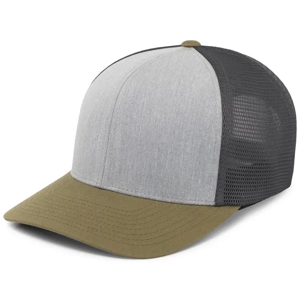 Trucker PacFlex Snapback Cap with mid-profile curved visor.... from ASI 37461 Augusta Sportswear / Pacific Headwear