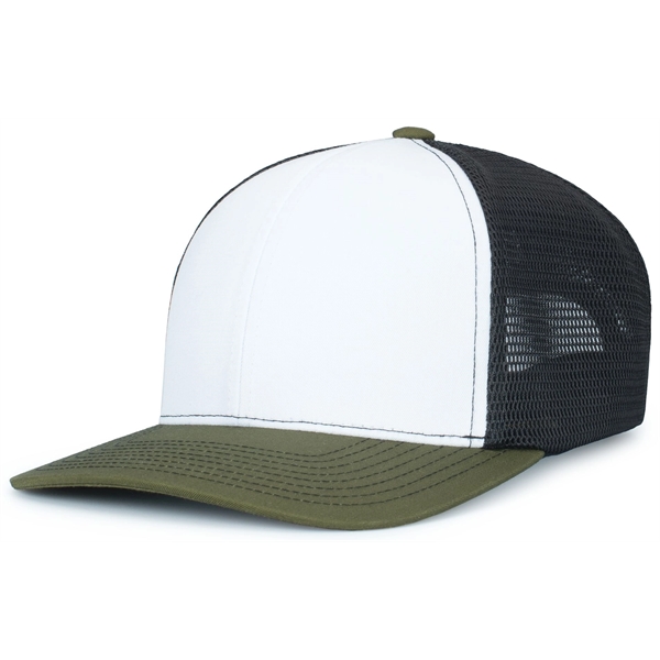 Contrast Stitch Trucker PacFlex SnapBack Cap with polyester/cotton blend and a... from ASI 37461 Augusta Sportswear / Pacific Headwear