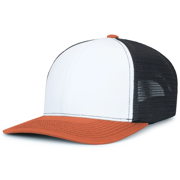 Contrast Stitch Trucker PacFlex SnapBack Cap with polyester/cotton blend and a... from ASI 37461 Augusta Sportswear / Pacific Headwear