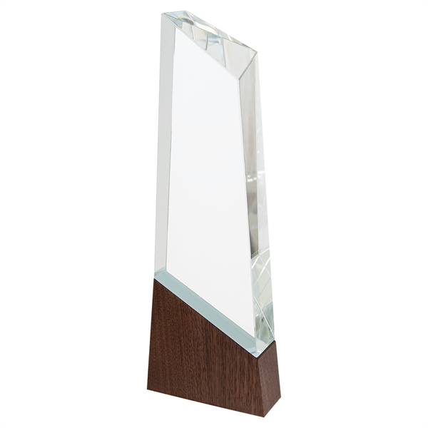 Peak Sierra Glass Award with Walnut Wood Base... from ASI 72657 Active Life Promo / Apres Ski Street Marketing Ingrain