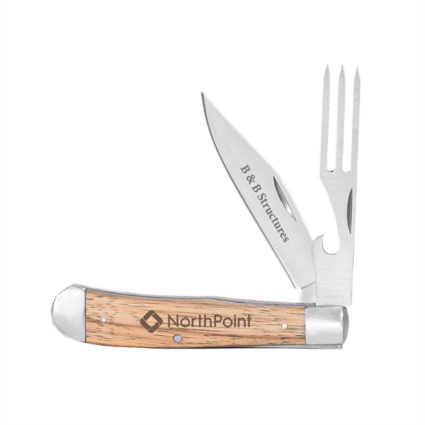 4.125" wooden handle, 3.25" stainless steel clip point blade. Comes with... from ASI 46170 Compass Industries Inc