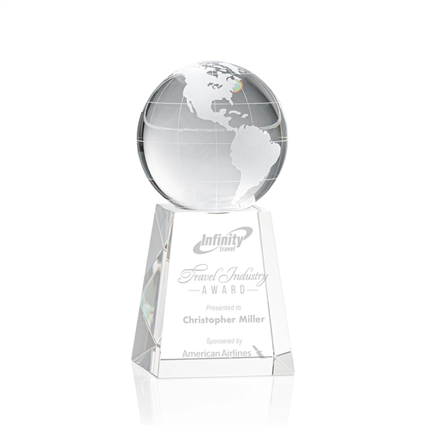 Optical crystal globe award on tall base.... from ASI 84592 St Regis Group / St Regis