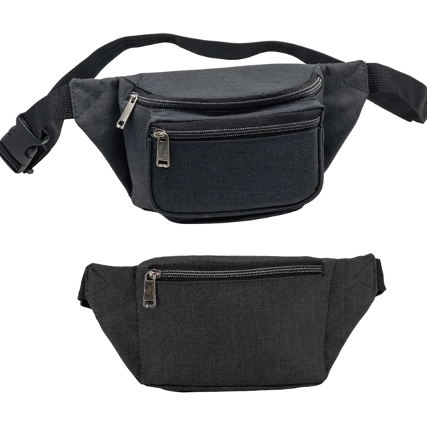Heathered fanny pack made of 600 denier polyester with three zippered... from ASI 57655 STOPNGO Line