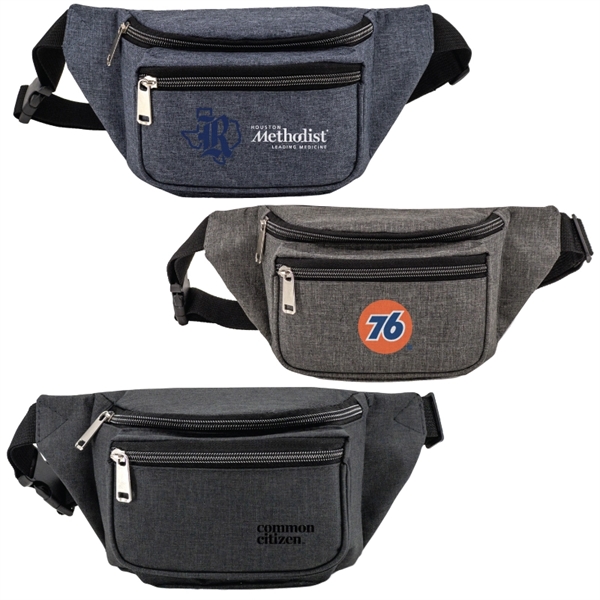 Heathered fanny pack made of 600 denier polyester with three zippered... from ASI 57655 STOPNGO Line