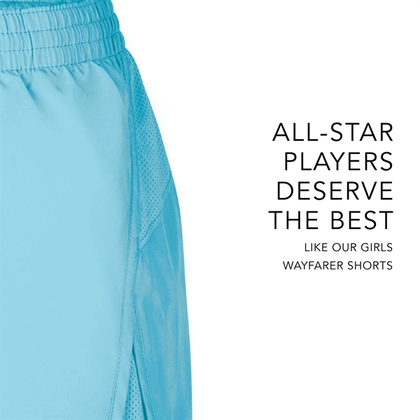 Girls Wayfarer shorts made of polyester with a liner that has... from ASI 37461 Augusta Sportswear