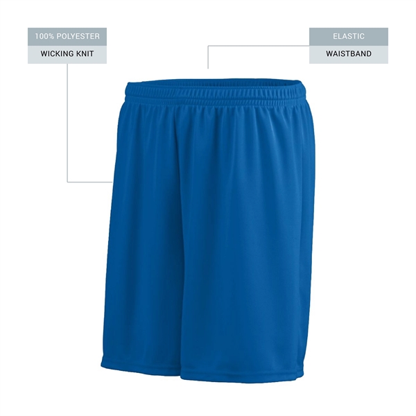 Youth 100% polyester short with moisture wicking, 7-inch inseam, and covered... from ASI 37461 Augusta Sportswear / Augusta Sportswear, Inc. d/b/a Momentec Brands
