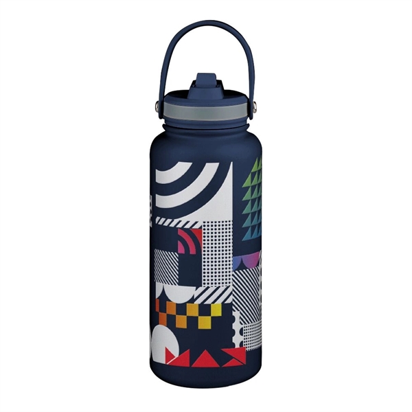32 ounce vacuum-insulated stainless steel bottle with flip-top straw and carrying... from ASI 88060 Snugz/USA Inc / Sweda®