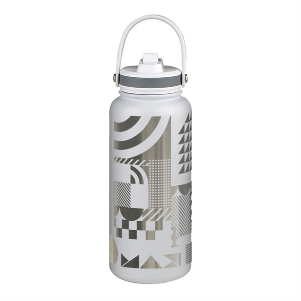 32 ounce vacuum-insulated stainless steel bottle with flip-top straw and carrying... from ASI 88060 Snugz/USA Inc / Sweda®