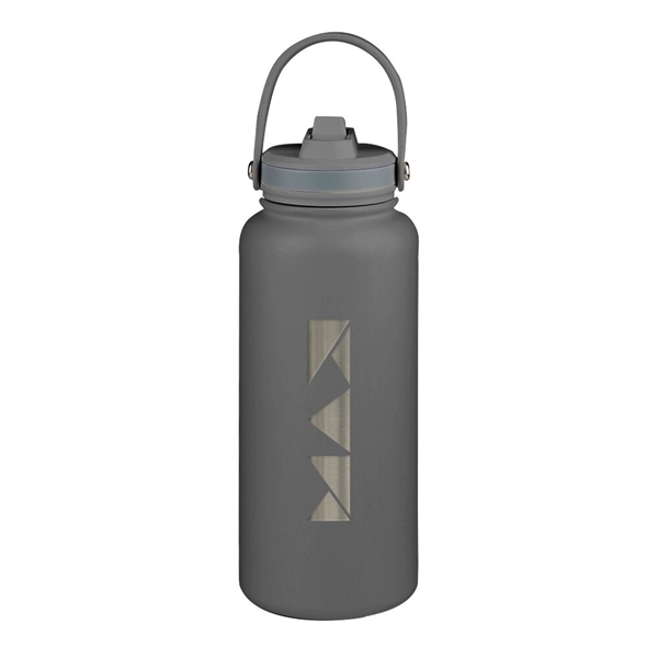 32 ounce vacuum-insulated stainless steel bottle with flip-top straw and carrying... from ASI 88060 Snugz/USA Inc / Sweda®