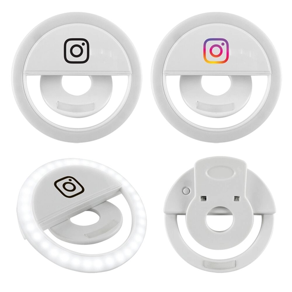 3 3/8" x 1" plastic clip-on LED selfie light ring with... from ASI 88060 Snugz/USA Inc / Sweda®