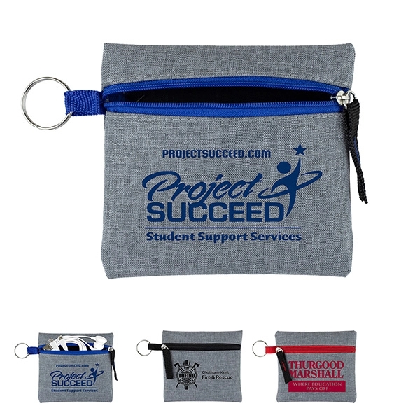 4 1/2" x 4 1/2" heathered gray polyester zippered pouch with... from ASI 62660 Innovation Line