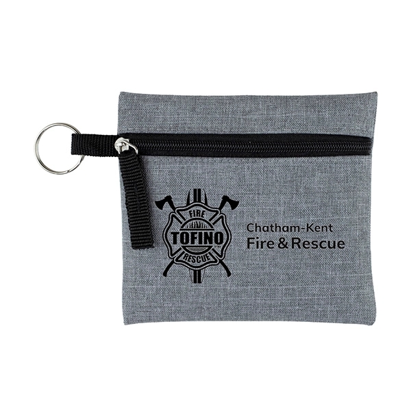 4 1/2" x 4 1/2" heathered gray polyester zippered pouch with... from ASI 62660 Innovation Line