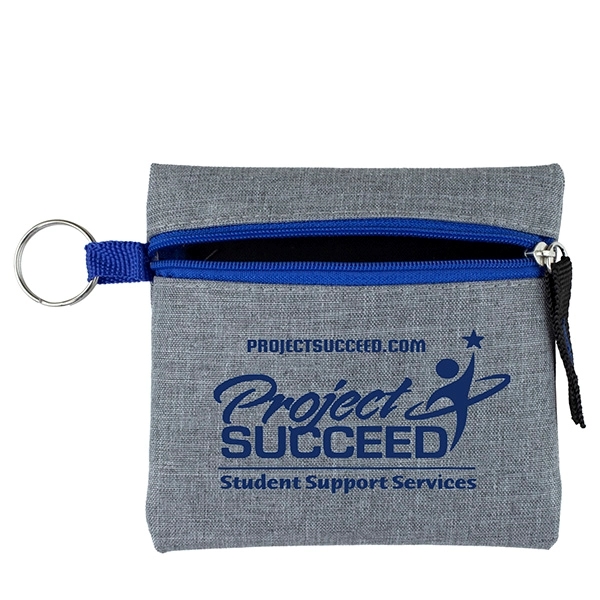 4 1/2" x 4 1/2" heathered gray polyester zippered pouch with... from ASI 62660 Innovation Line