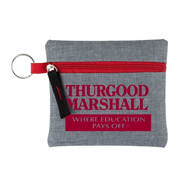 4 1/2" x 4 1/2" heathered gray polyester zippered pouch with... from ASI 62660 Innovation Line