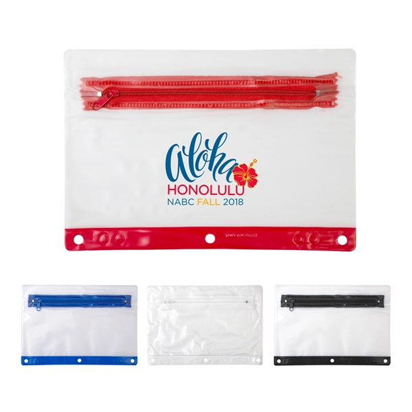 Clear zippered pouch with 3 hole punched to fit any 3... from ASI 41511 Brainchild USA Inc / BrainChild Gift Club
