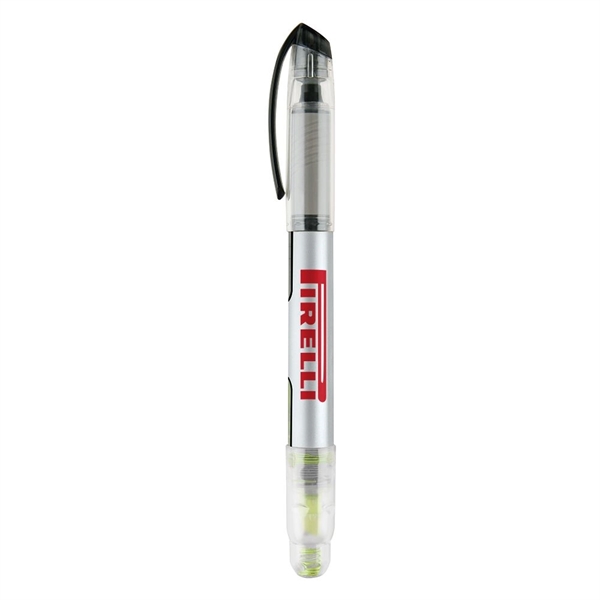 Combination liquid highlighter and rollerball pen with translucent barrel and silver... from ASI 88060 Snugz/USA Inc / Sweda®