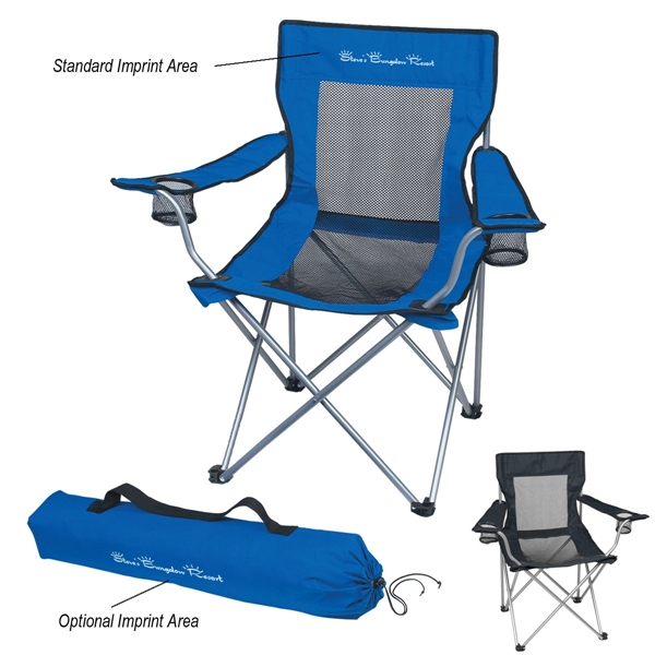 Mesh folding chair with carrying bag and 2 mesh cup holders.... from ASI 61125 Hit Promotional Products / Hit®