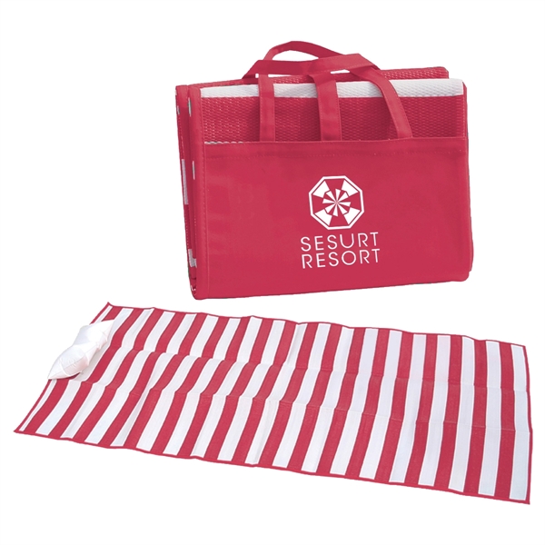 Beach mat with inflatable pillow made of tubular polypropylene material.... from ASI 61125 Hit Promotional Products / Hit®