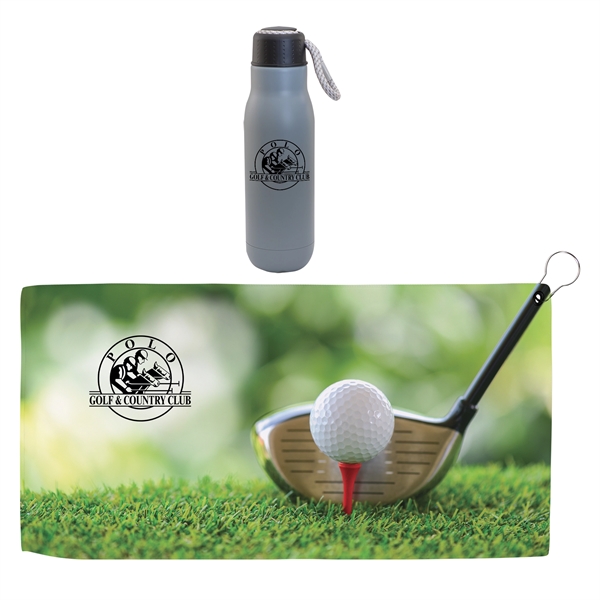 Hole in One Insulated Vacuum Bottle & Golf Towel Gift Set... from ASI 44900 NC Custom (CI/Lanco) / Lanco