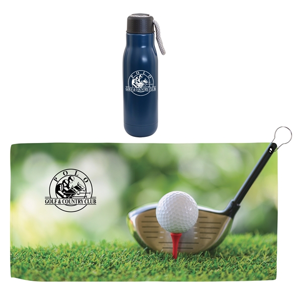 Hole in One Insulated Vacuum Bottle & Golf Towel Gift Set... from ASI 44900 NC Custom (CI/Lanco) / Lanco