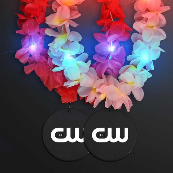 Light Up Hawaiian Leis with Custom Circle Medallion; Domestic Imprint Pricing... from ASI 34194 ALightPromos / Alight Promotional Products