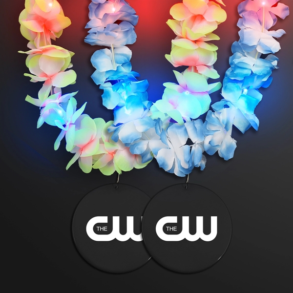 Light Up Hawaiian Leis with Custom Circle Medallion; Domestic Imprint Pricing... from ASI 34194 ALightPromos / Alight Promotional Products