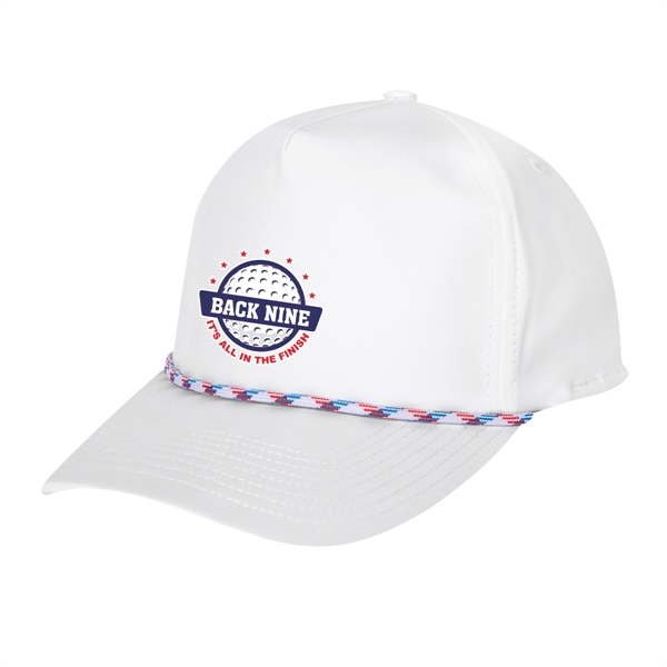 Structured baseball cap with woven rope along visor base and adjustable... from ASI 61125 Hit Promotional Products / Hit®