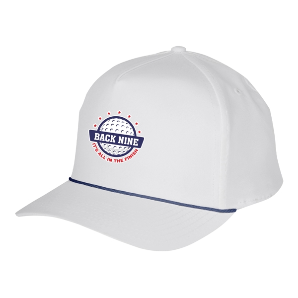 Structured baseball cap with woven rope along visor base and adjustable... from ASI 61125 Hit Promotional Products / Hit®
