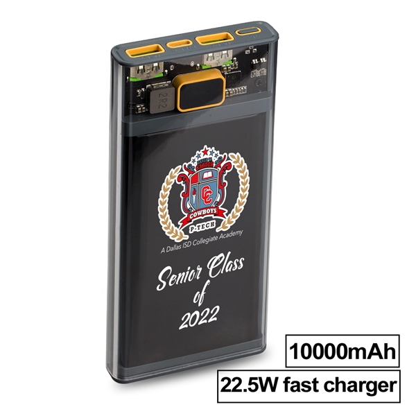 The Nauvoo Transparent QuickCharge Power Bank is a stylish, transparent fast-charging... from ASI 90154 Sunjoy Group Inc