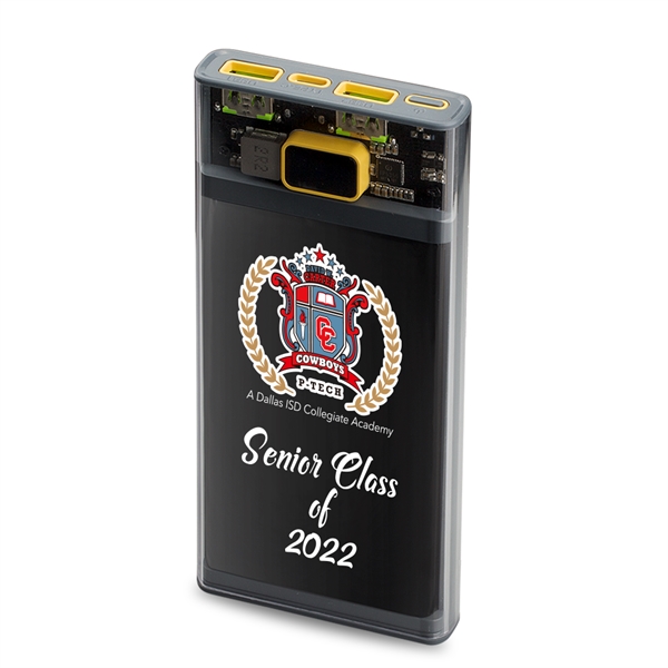 The Nauvoo Transparent QuickCharge Power Bank is a stylish, transparent fast-charging... from ASI 90154 Sunjoy Group Inc