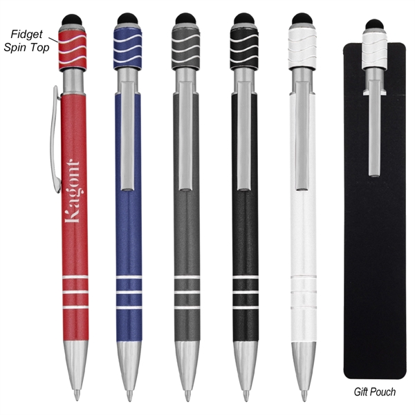 Aluminum, click-action pen with fidget spinning top and stylus.... from ASI 61125 Hit Promotional Products / Hit®