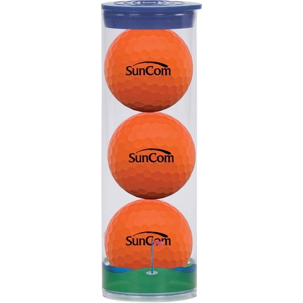 Clear tube filled with 3 Wilson Duosoft golf balls.... from ASI 57653 Gold Bond