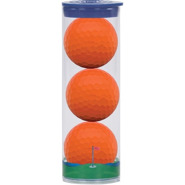 Clear tube filled with 3 Wilson Duosoft golf balls.... from ASI 57653 Gold Bond