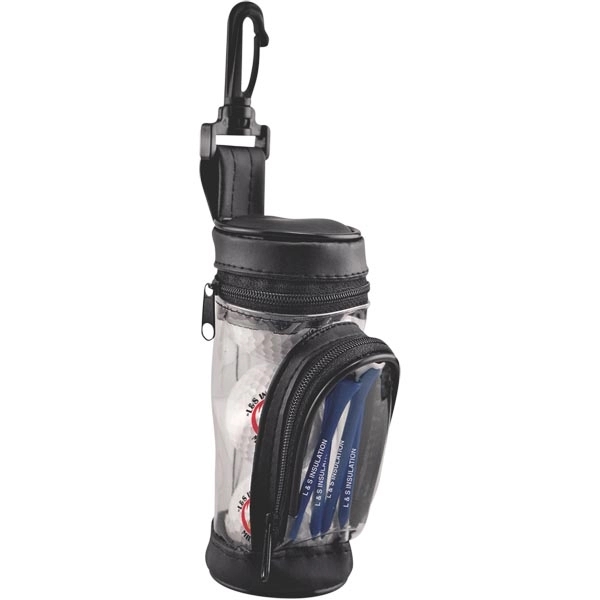 Golf bag with a clip, 6 tees, and 3 golf balls.... from ASI 57653 Gold Bond