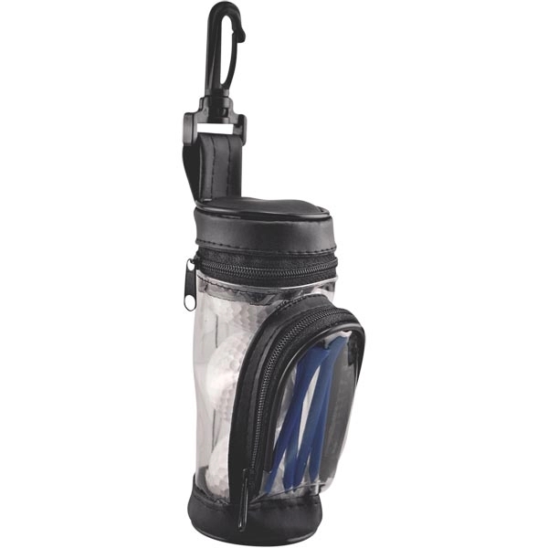 Golf bag with a clip, 6 tees, and 3 golf balls.... from ASI 57653 Gold Bond