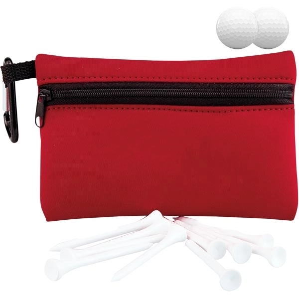 Tournament kit with a neoprene ditty bag, 10 tees, a carabiner,... from ASI 57653 Gold Bond