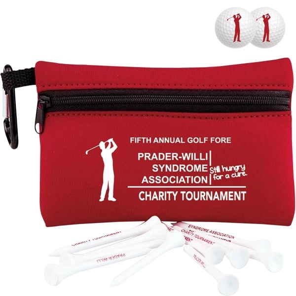 Tournament pack with a neoprene ditty bag, 10 tees, carabiner, and... from ASI 57653 Gold Bond