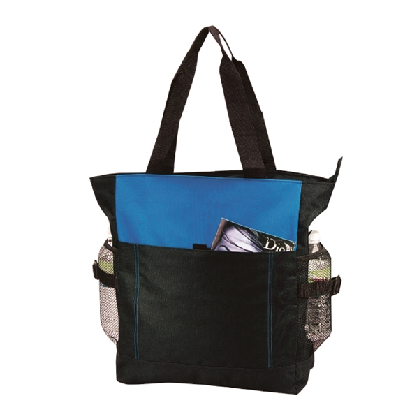 Two-tone tote bag with a zippered main compartment and two large... from ASI 39820 Opusline (Benmex) / Opus Line