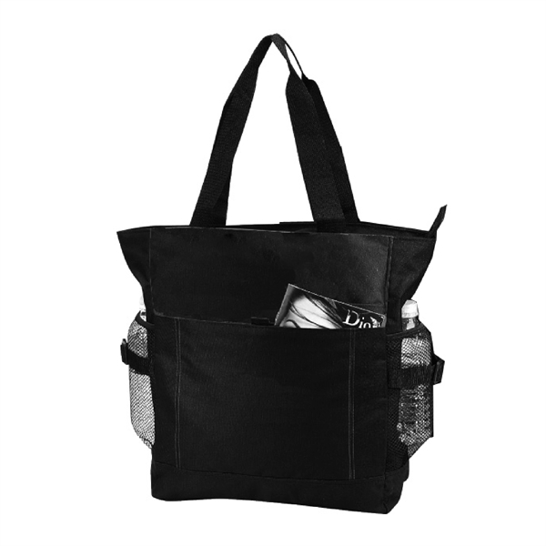Two-tone tote bag with a zippered main compartment and two large... from ASI 39820 Opusline (Benmex) / Opus Line