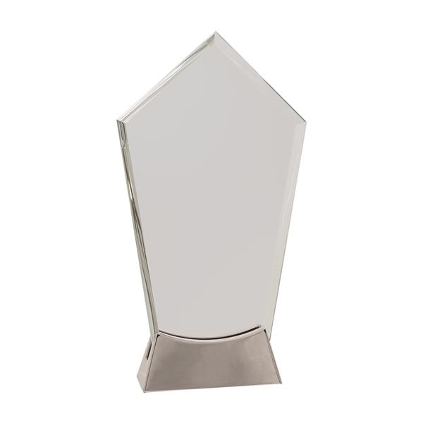 9 1/4" Clear Peak Platinum Glass Award w/ Metal Base... from ASI 74601 Calico