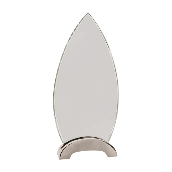 9 1/4" Clear Oval Platinum Glass Award w/ Arch Metal Base... from ASI 74601 Calico