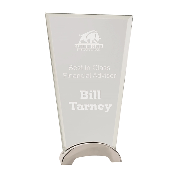 9 1/4" Clear Fan Platinum Glass Award w/ Arch Metal Base... from ASI 74601 Calico