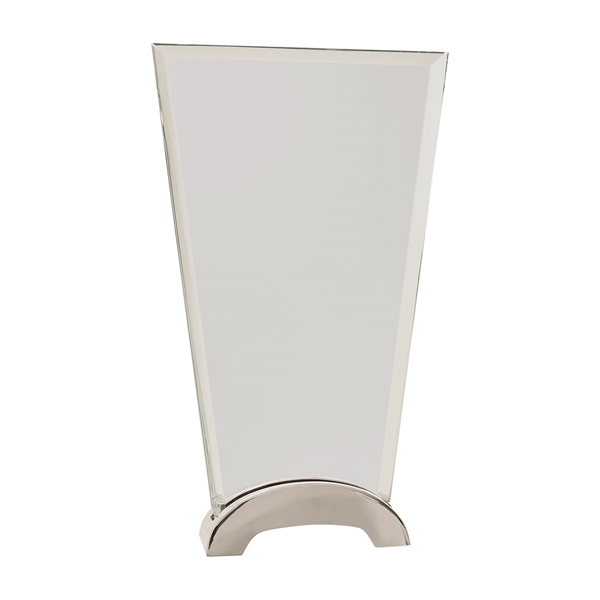 9 1/4" Clear Fan Platinum Glass Award w/ Arch Metal Base... from ASI 74601 Calico