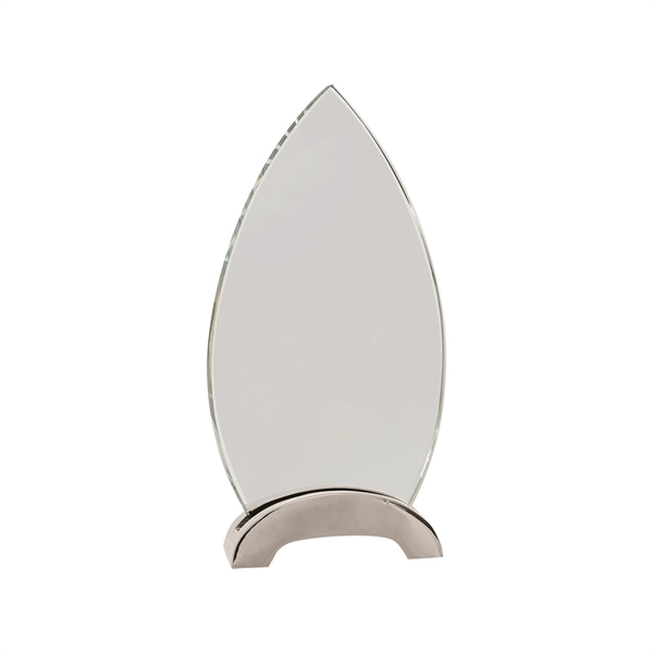 8 1/2" Clear Oval Platinum Glass Award w/ Arch Metal Base... from ASI 74601 Calico