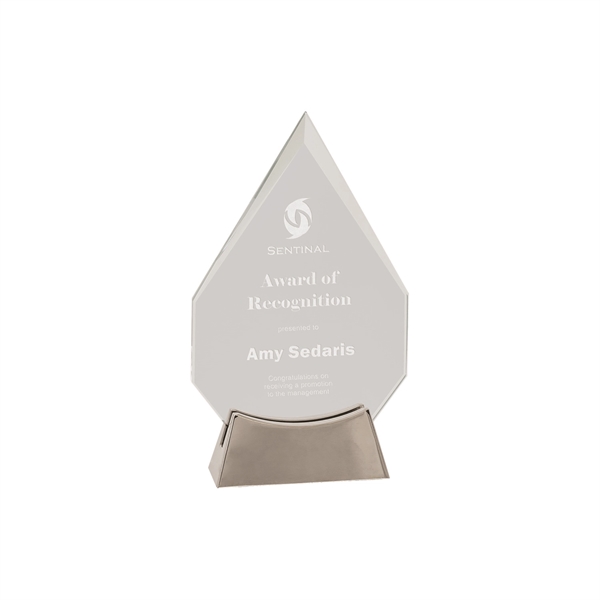 7 3/4" Clear Diamond Platinum Glass Award w/ Metal Base... from ASI 74601 Calico