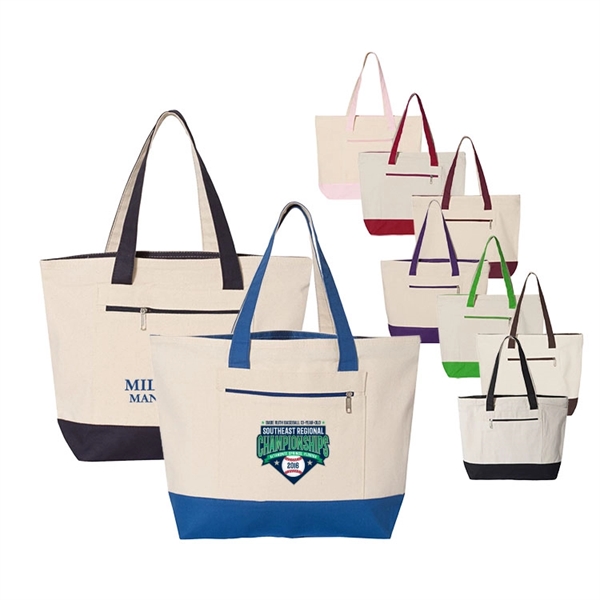 12 oz. Heavy Cotton Two Tone Zippered Tote Bag... from ASI 41511 Brainchild USA Inc / BrainChild Gift Club