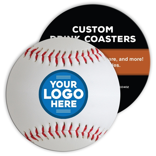 Home run with this Baseball Round Coaster! With a realistic design... from ASI 43530 California Tattoos