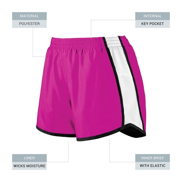 Girls junior fit shorts made of 100% polyester with moisture wicking... from ASI 37461 Augusta Sportswear / Augusta Sportswear, Inc. d/b/a Momentec Brands