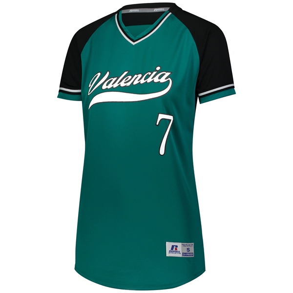 Ladies Baseball V-Neck Jersey with 100% polyester double knit with color... from ASI 37461 Augusta Sportswear